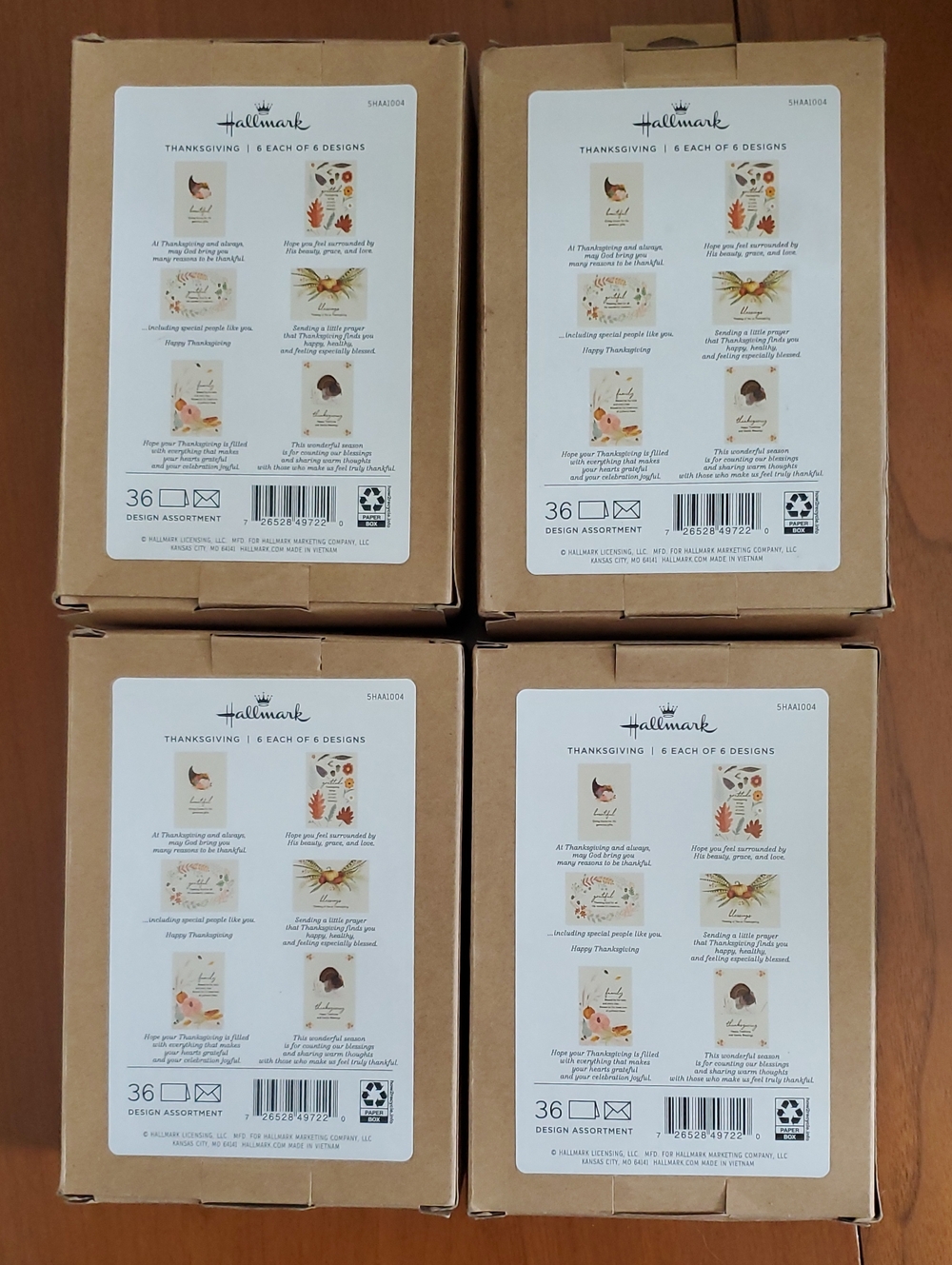 Hallmark Thanksgiving Cards 4 X 36 Cards